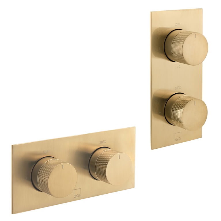 Vado Individual Knurled Gold 2 Way Shower Valve Sanctuary Bathrooms